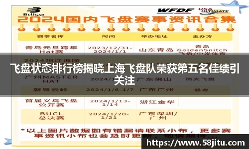 飞盘状态排行榜揭晓上海飞盘队荣获第五名佳绩引关注
