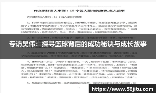 专访吴伟：探寻篮球背后的成功秘诀与成长故事